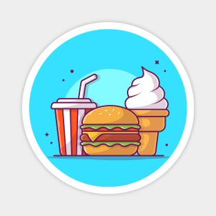 Burger, Soft Drink And Ice Cream Cartoon Magnet
